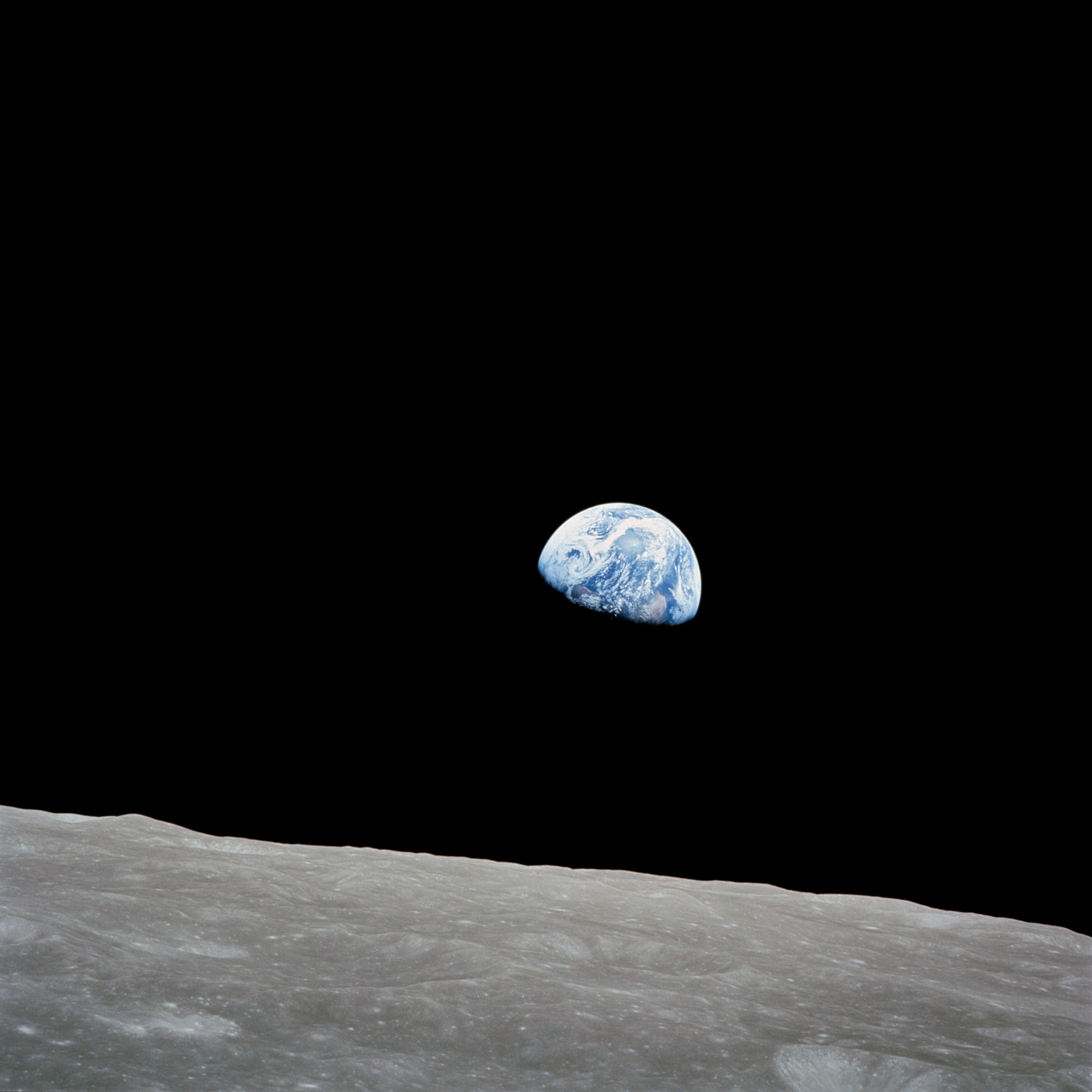 Earthrise photographed from lunar orbit by Apollo 8 astronaut Bill Anders